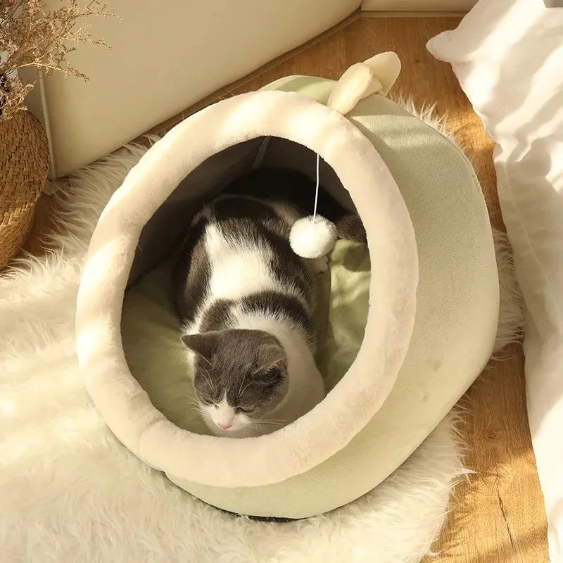 Sweet Cat or Small Dog Bed Warm Pet Basket Cozy Kitten Lounger Cushion Cat House Very Soft Small Dog Mat Bag for Washable Cave Cats Beds