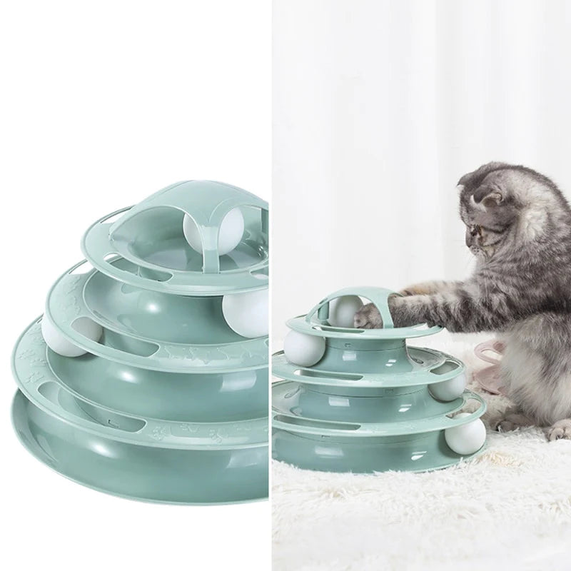 3 or 4 Levels Cats Interactive Toy plate Tower for Training and Amusement