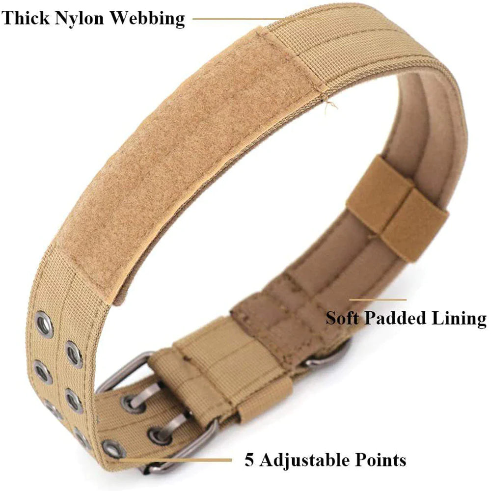 Tactical Heavy Duty Nylon Large Dog Collar K9 Military with Adjustable Metal Buckle