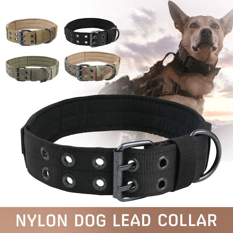 Tactical Heavy Duty Nylon Large Dog Collar K9 Military with Adjustable Metal Buckle