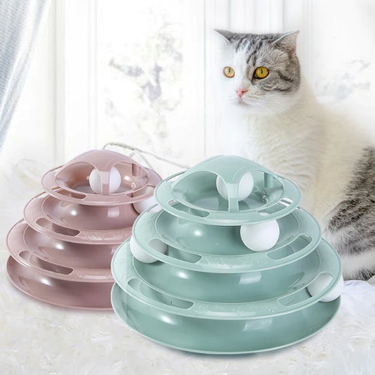 3 or 4 Levels Cats Interactive Toy plate Tower for Training and Amusement