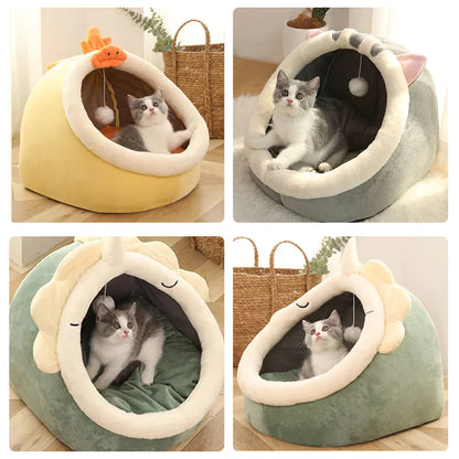 Sweet Cat or Small Dog Bed Warm Pet Basket Cozy Kitten Lounger Cushion Cat House Very Soft Small Dog Mat Bag for Washable Cave Cats Beds
