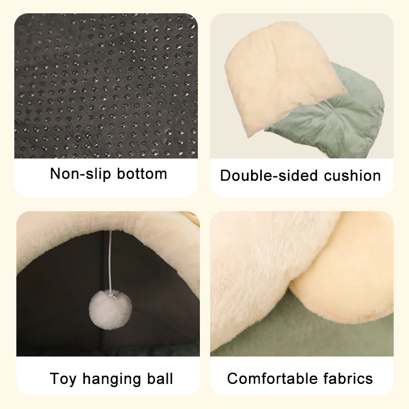 Sweet Cat or Small Dog Bed Warm Pet Basket Cozy Kitten Lounger Cushion Cat House Very Soft Small Dog Mat Bag for Washable Cave Cats Beds