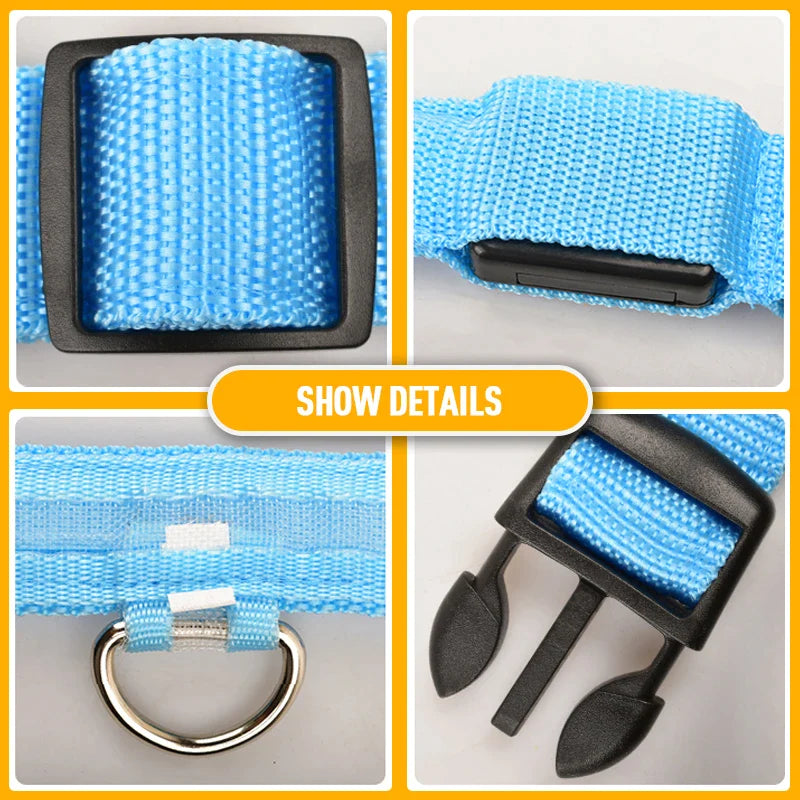 LED Adjustable Waterproof Safety Dog Collar with Blinking Glow Light