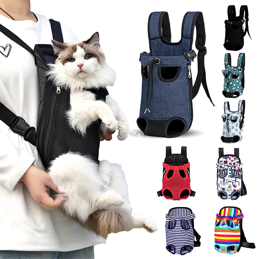 Adjustable Cat/Small Dog Carrier Bag Pet Double Shoulder Backpack Portable Bag Outdoor Travel Camping Hiking Bag