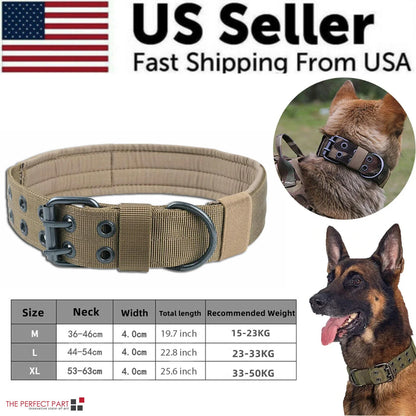 Tactical Heavy Duty Nylon Large Dog Collar K9 Military with Adjustable Metal Buckle