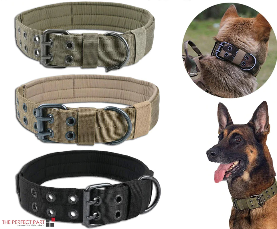 Tactical Heavy Duty Nylon Large Dog Collar K9 Military with Adjustable Metal Buckle