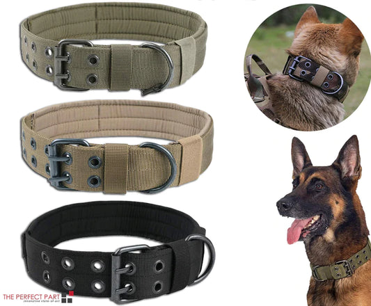 Tactical Heavy Duty Nylon Large Dog Collar K9 Military with Adjustable Metal Buckle