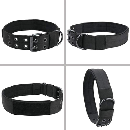 Tactical Heavy Duty Nylon Large Dog Collar K9 Military with Adjustable Metal Buckle