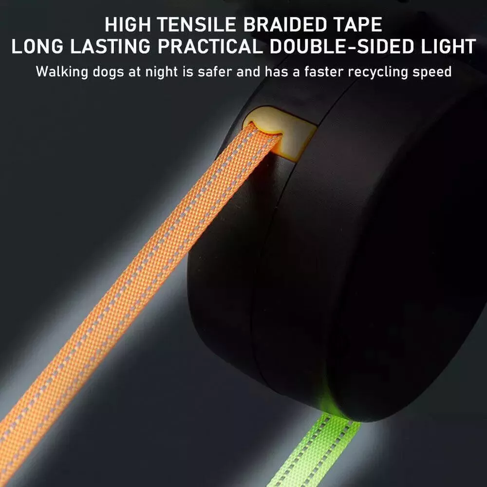 360 Swivel Dual Pet Leash with Retractable Reflective Lead, Built-In Light and Waste Bag Holder
