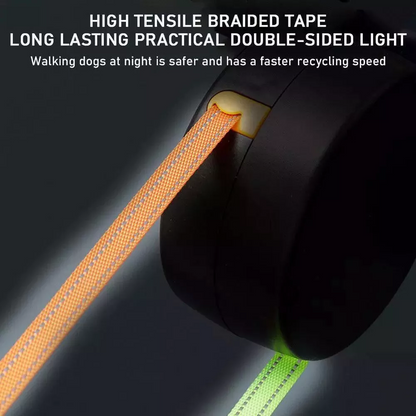 360 Swivel Dual Pet Leash with Retractable Reflective Lead, Built-In Light and Waste Bag Holder
