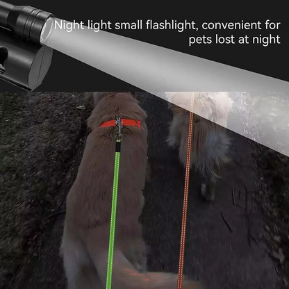 360 Swivel Dual Pet Leash with Retractable Reflective Lead, Built-In Light and Waste Bag Holder