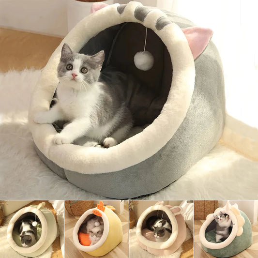 Sweet Cat or Small Dog Bed Warm Pet Basket Cozy Kitten Lounger Cushion Cat House Very Soft Small Dog Mat Bag for Washable Cave Cats Beds