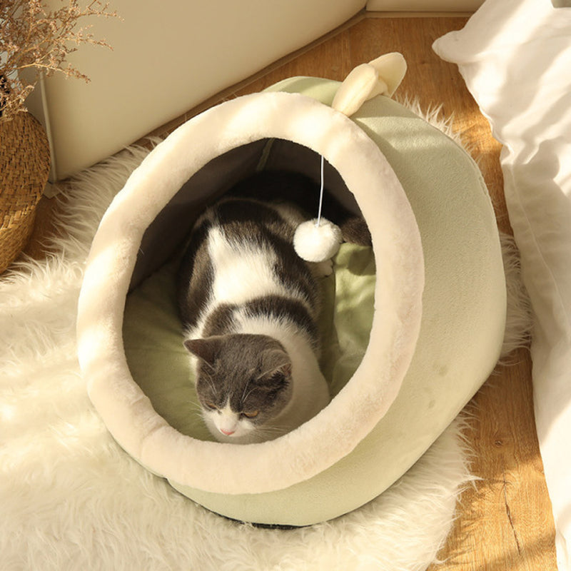 Sweet Cat or Small Dog Bed Warm Pet Basket Cozy Kitten Lounger Cushion Cat House Very Soft Small Dog Mat Bag for Washable Cave Cats Beds