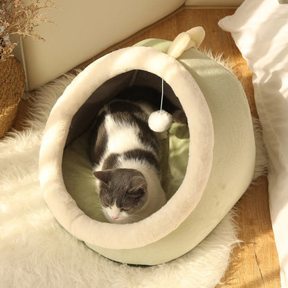 Sweet Cat or Small Dog Bed Warm Pet Basket Cozy Kitten Lounger Cushion Cat House Very Soft Small Dog Mat Bag for Washable Cave Cats Beds