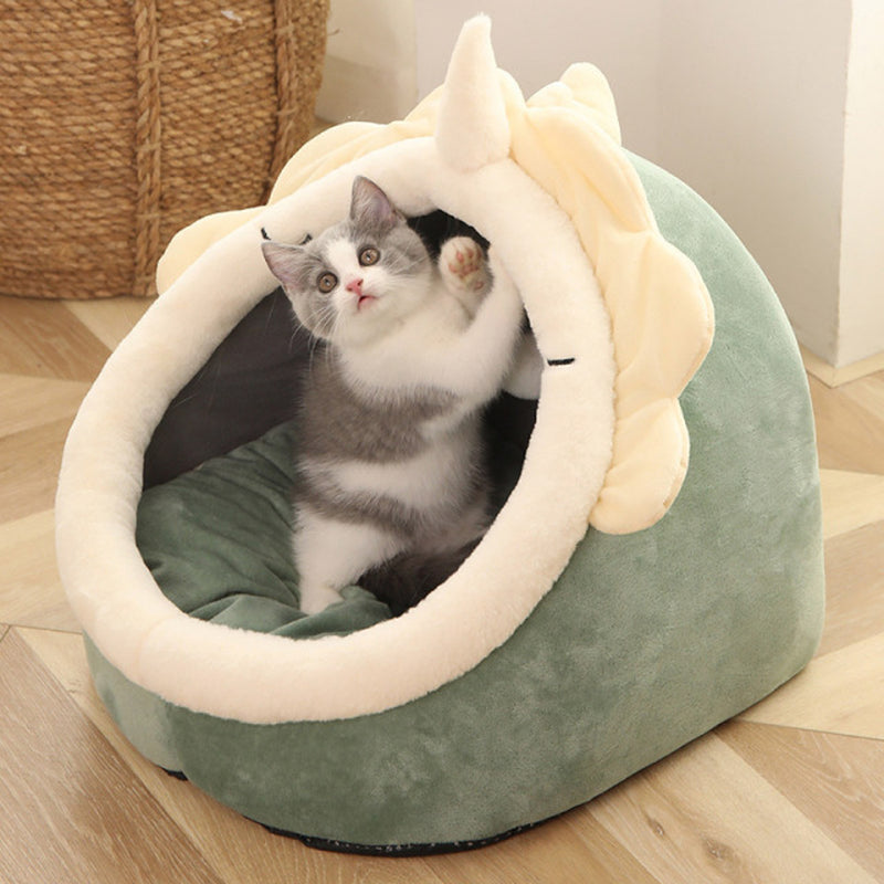 Sweet Cat or Small Dog Bed Warm Pet Basket Cozy Kitten Lounger Cushion Cat House Very Soft Small Dog Mat Bag for Washable Cave Cats Beds