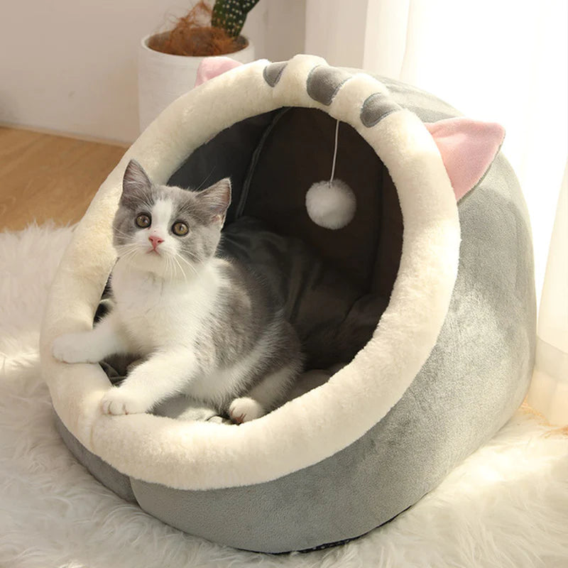 Sweet Cat or Small Dog Bed Warm Pet Basket Cozy Kitten Lounger Cushion Cat House Very Soft Small Dog Mat Bag for Washable Cave Cats Beds