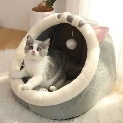 Sweet Cat or Small Dog Bed Warm Pet Basket Cozy Kitten Lounger Cushion Cat House Very Soft Small Dog Mat Bag for Washable Cave Cats Beds