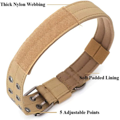 Tactical Heavy Duty Nylon Large Dog Collar K9 Military with Adjustable Metal Buckle