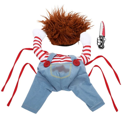 Funny Dog Clothes Dogs Cosplay Costume Halloween Comical Outfits Holding a Knife Set Pet Dog Festival Party Clothing