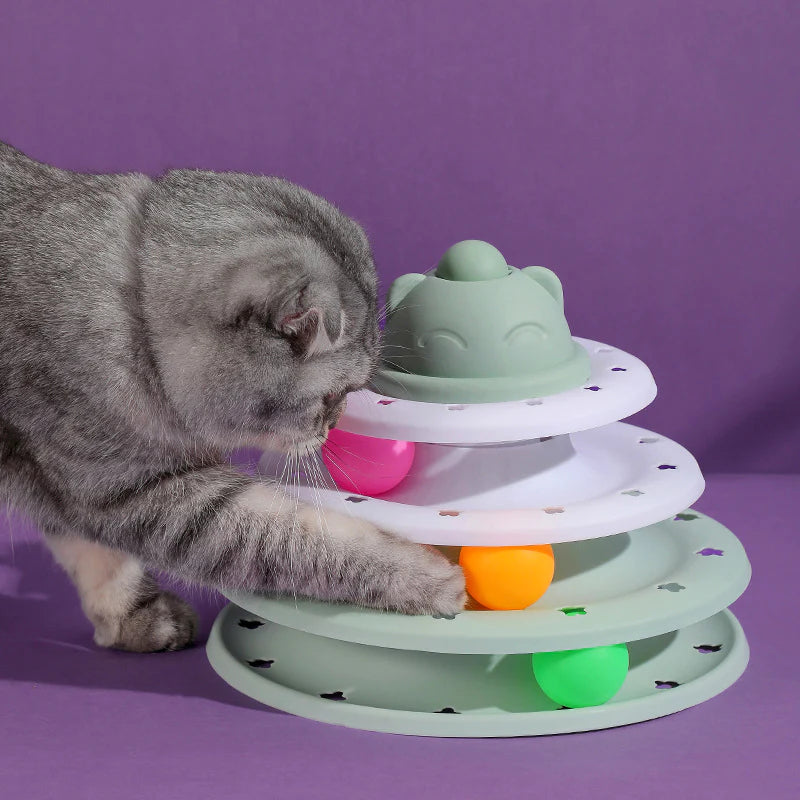 3 or 4 Levels Cats Interactive Toy plate Tower for Training and Amusement