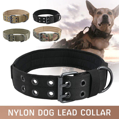 Tactical Heavy Duty Nylon Large Dog Collar K9 Military with Adjustable Metal Buckle